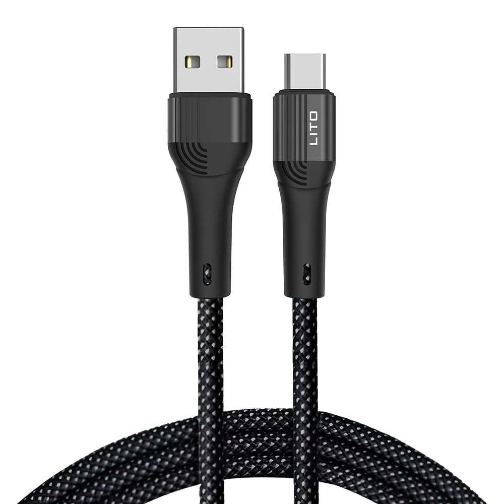 Daten- und Ladekabel USB-A - USB-C Lito LD14, 60W, 1m, Schwarz