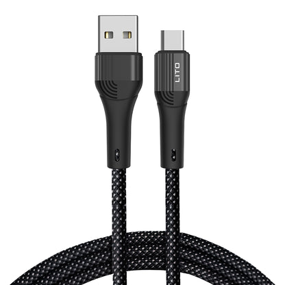 Daten- und Ladekabel USB-A - USB-C Lito LD14, 60W, 1m, Schwarz
