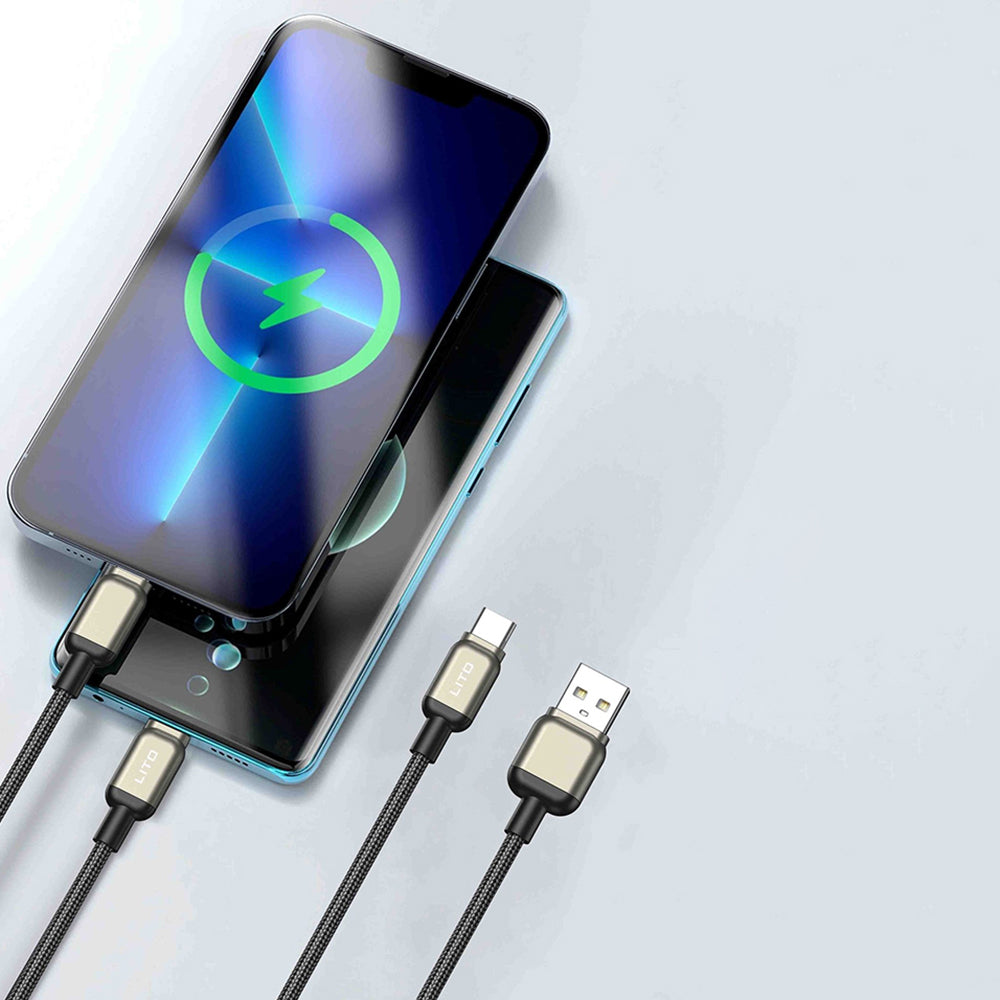 USB-A to USB-C Data and Charging Cable Lito LD17, 18W, 1m, Black