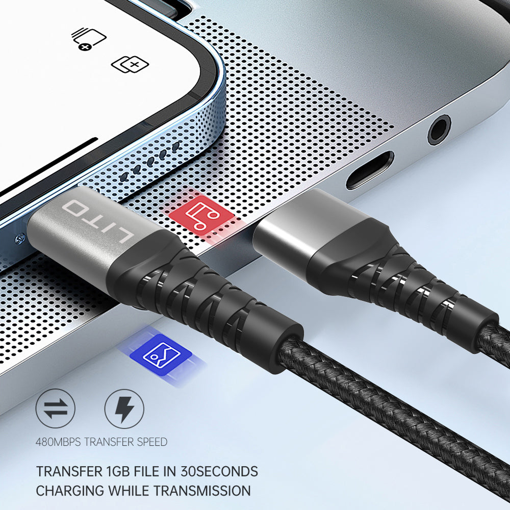 Daten- und Ladekabel USB-A - USB-C Lito LD22T, 18W, 2m, Schwarz
