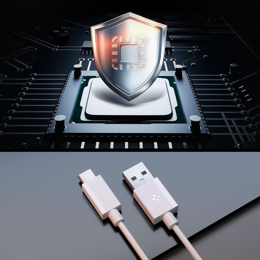 Daten- und Ladekabel USB-A - USB-C Spigen Essential, 60W, 1m, Weiß