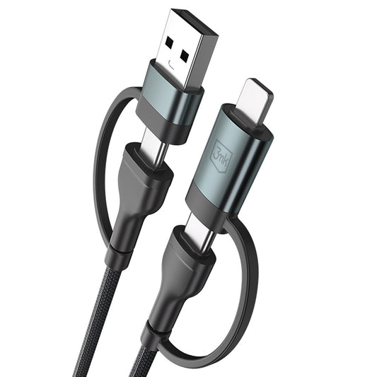 Daten- und Ladekabel USB-A / USB-C - USB-C / Lightning 3MK Hyper N, 60W, 1.2m, Schwarz