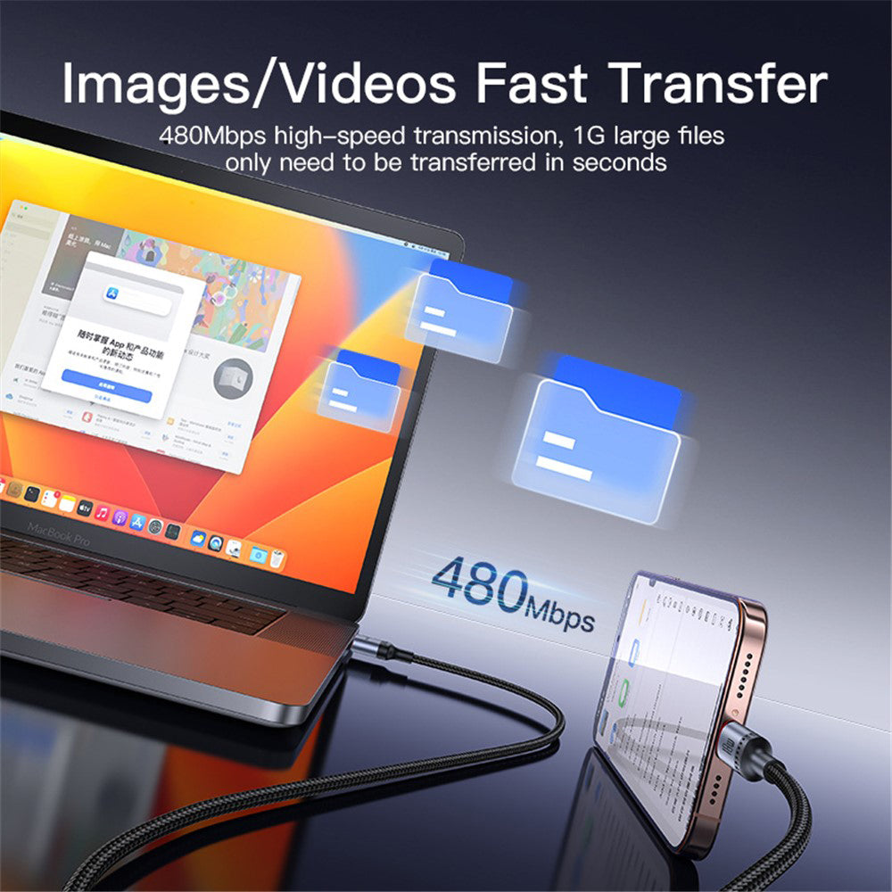 Daten- und Ladekabel USB-A - USB-C Yesido CA130C, 18W, 2m, Schwarz