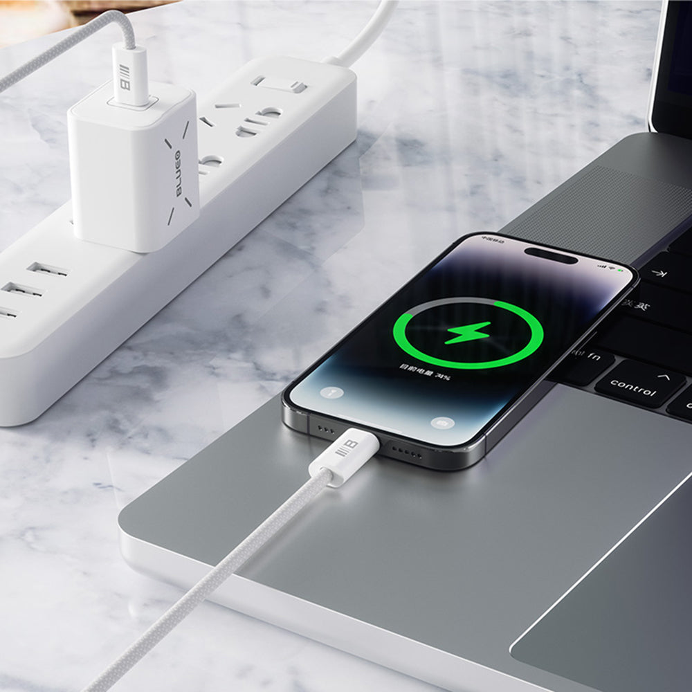 USB-C - Lightning Lade- und Datenkabel Blueo, 20W, 1.2m, Weiß