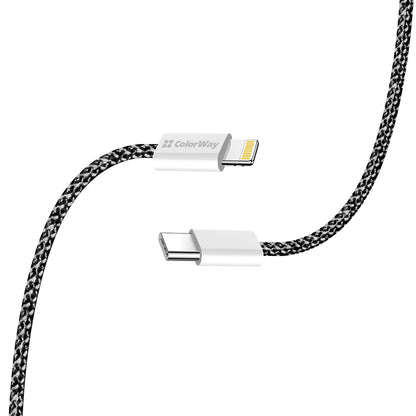 Daten- und Ladekabel USB-C - Lightning ColorWay CW-CBPDCL061, 27W, 1m, Schwarz