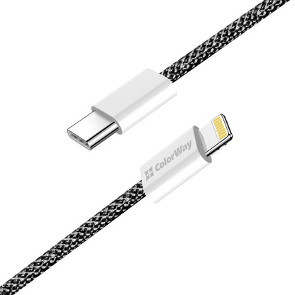 Daten- und Ladekabel USB-C - Lightning ColorWay CW-CBPDCL061, 27W, 1m, Schwarz