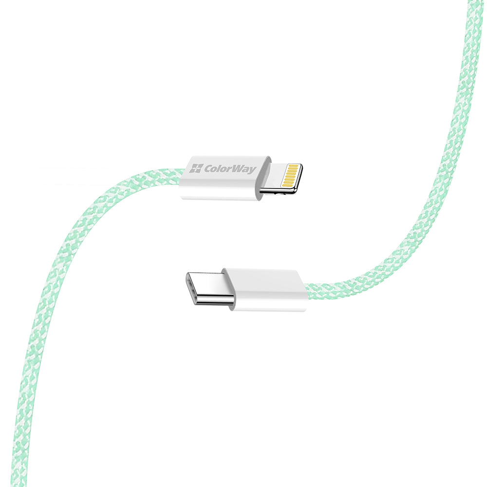 USB-C - Lightning Daten- und Ladekabel ColorWay CW-CBPDCL061, 27W, 1m, Grün