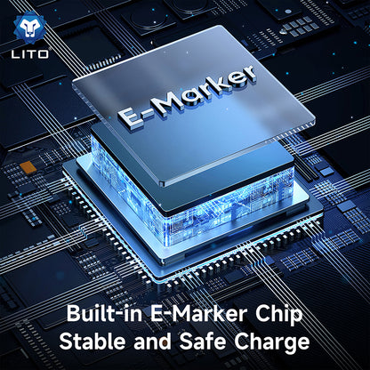 USB-C Daten- und Ladekabel - USB-C Lito LD09CC Display, 100W, 1.2m, Schwarz