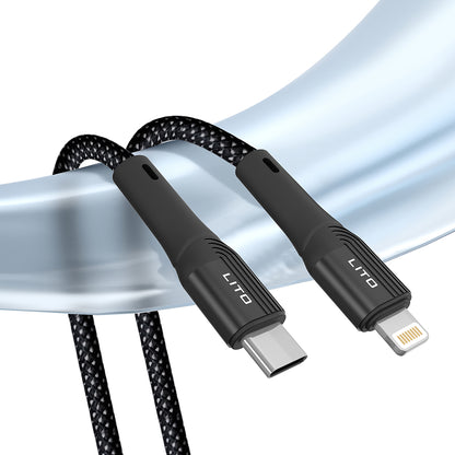 Daten- und Ladekabel USB-C - Lightning Lito LD14CL, 30W, 1m, Schwarz
