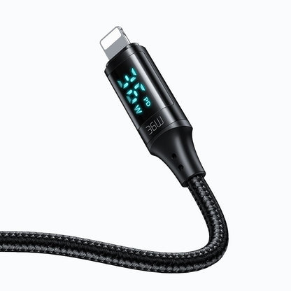 USB-C - Lightning McDodo CA-1030 Display Daten- und Ladekabel, 36W, 1.2m, Schwarz
