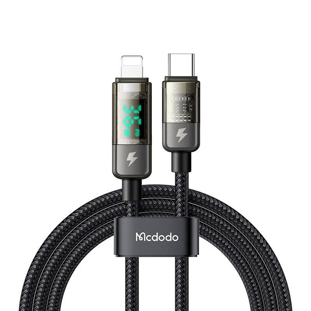 USB-C - Lightning McDodo CA-3600 Daten- und Ladekabel mit Auto Power Off Display, 36W, 1.2m, Schwarz