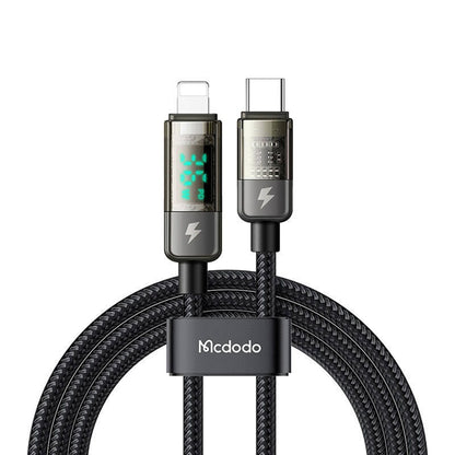 USB-C - Lightning McDodo CA-3600 Daten- und Ladekabel mit Auto Power Off Display, 36W, 1.2m, Schwarz