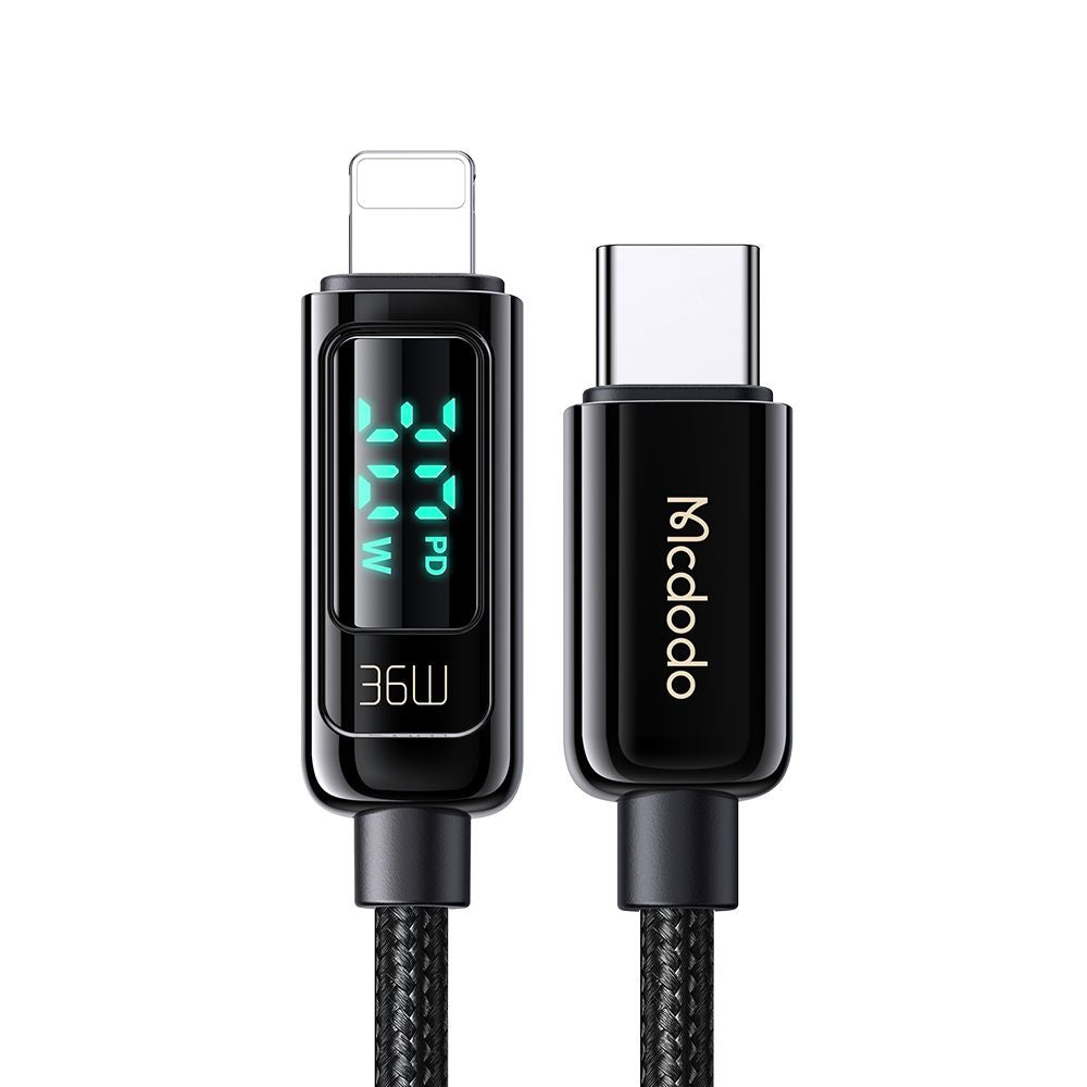 USB-C - Lightning Lade- und Datenkabel McDodo CA-8810 Display, 36W, 1.2m, Schwarz
