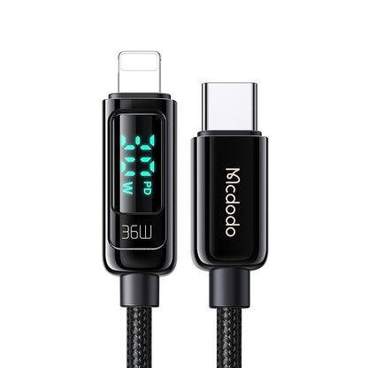USB-C - Lightning Lade- und Datenkabel McDodo CA-8810 Display, 36W, 1.2m, Schwarz