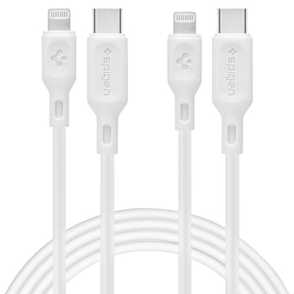 USB-C to Lightning Spigen Durasync Data and Charging Cable, 20W, 1m, White, Set of 2 Pieces