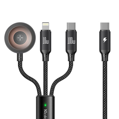 USB-C - Lightning / USB-C / QI McDodo CA-4940 O 3in1 Ladekabel, 100W, 1.2m, Schwarz