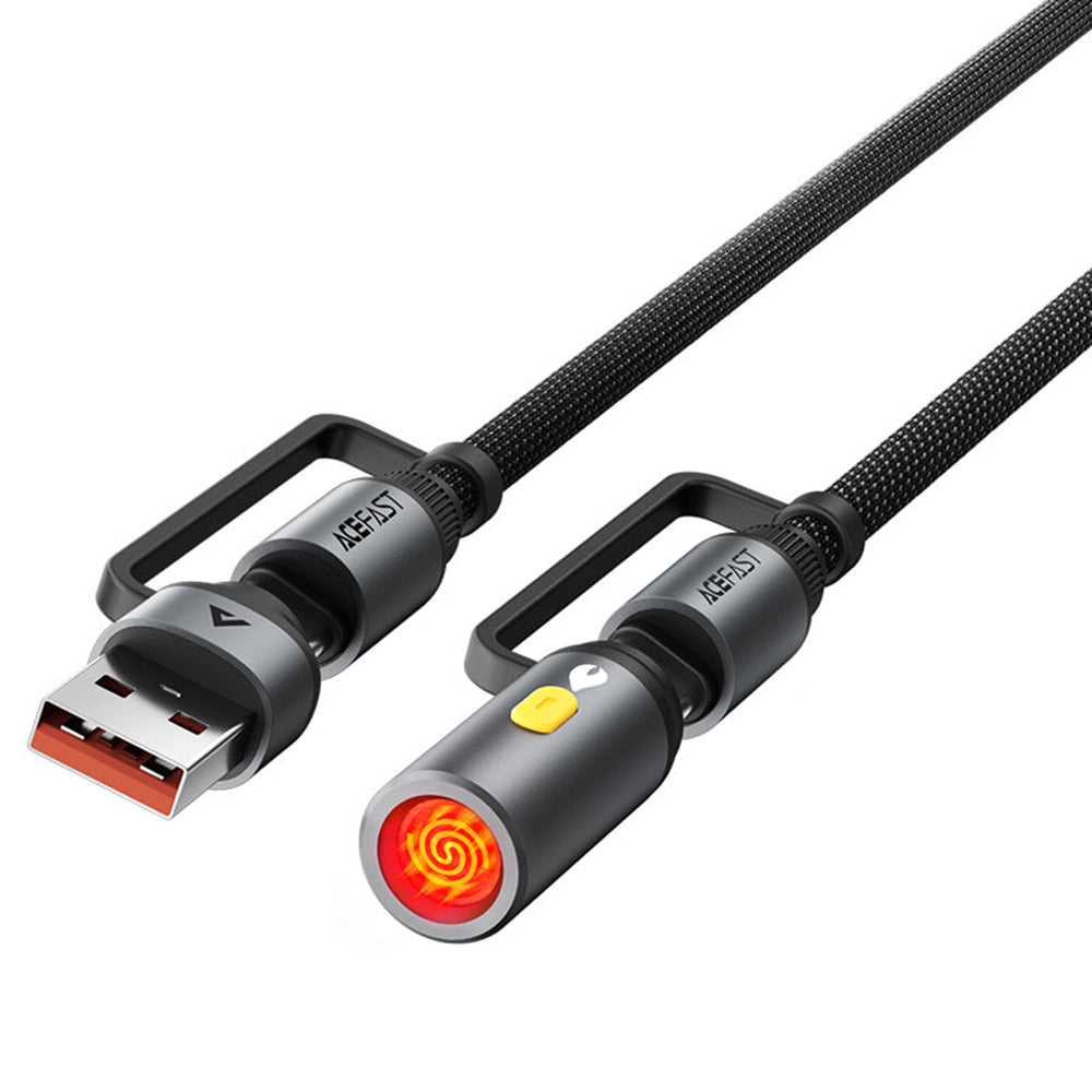 USB-C / USB-A Daten- und Ladekabel - USB-C / Feuerzeug Acefast J6, 60W, 1.2m, Schwarz
