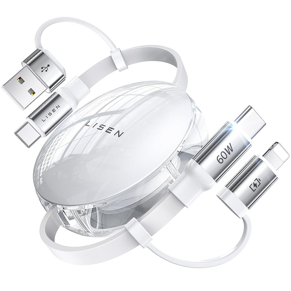 Daten- und Ladekabel USB-C / USB-A - USB-C / Lightning Lisen, 60W, 1m, Weiß YL0123030001
