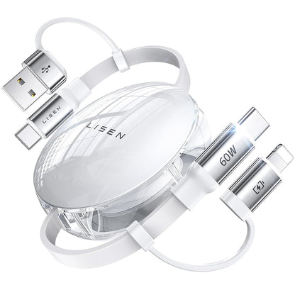 Daten- und Ladekabel USB-C / USB-A - USB-C / Lightning Lisen, 60W, 1m, Weiß YL0123030001