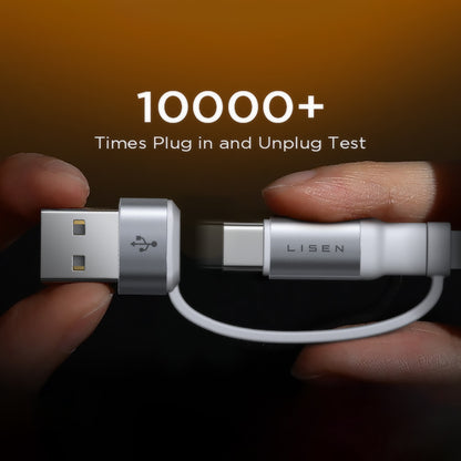 Daten- und Ladekabel USB-C / USB-A - USB-C / Lightning Lisen, 60W, 1m, Weiß YL0123030001