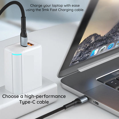 USB-C Data and Charging Cable - USB-C 3MK Hyper Thunderbolt 4, 240W, 1m, Black
