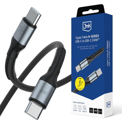 Daten- und Ladekabel USB-C - USB-C 3MK Hyper, 240W, 2m, Schwarz