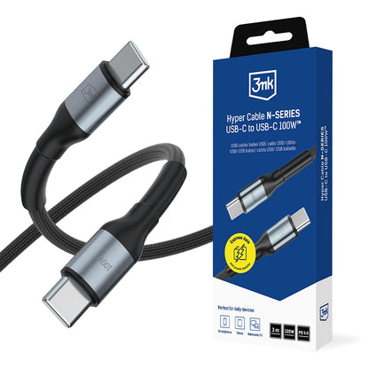 USB-C Daten- und Ladekabel - USB-C 3MK Hyper N, 100W, 3m, Schwarz