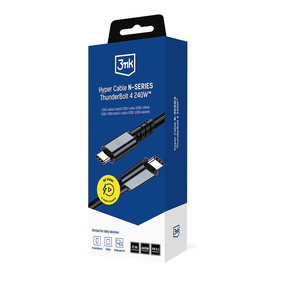 USB-C Daten- und Ladekabel - USB-C 3MK Hyper N Thunderbolt 4, 240W, 2m, Schwarz