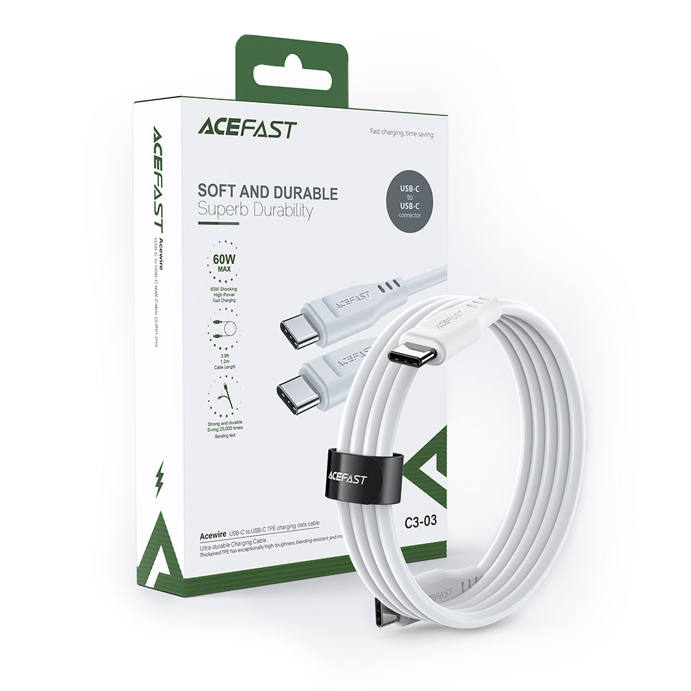Daten- und Ladekabel USB-C - USB-C Acefast C3-03, 60W, 1,2m, Weiß