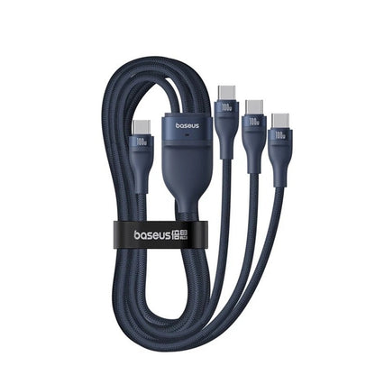 USB-C Ladekabel - 3 x USB-C Baseus Flash Series III 3in1, 100W, 1,5m, Blau P10377503321-00
