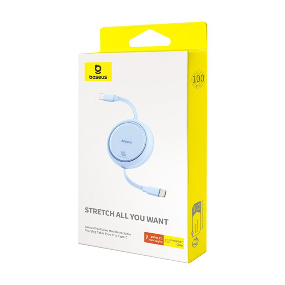 USB-C Daten- und Ladekabel - USB-C Baseus Free2Draw Mini Retractable, 100W, 1m, Blau P10364500311-00