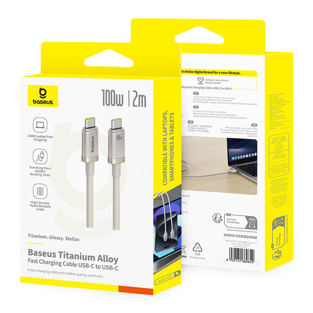 Daten- und Ladekabel USB-C - USB-C Baseus Titanium, 100W, 2m, Silber P10378100G21-01