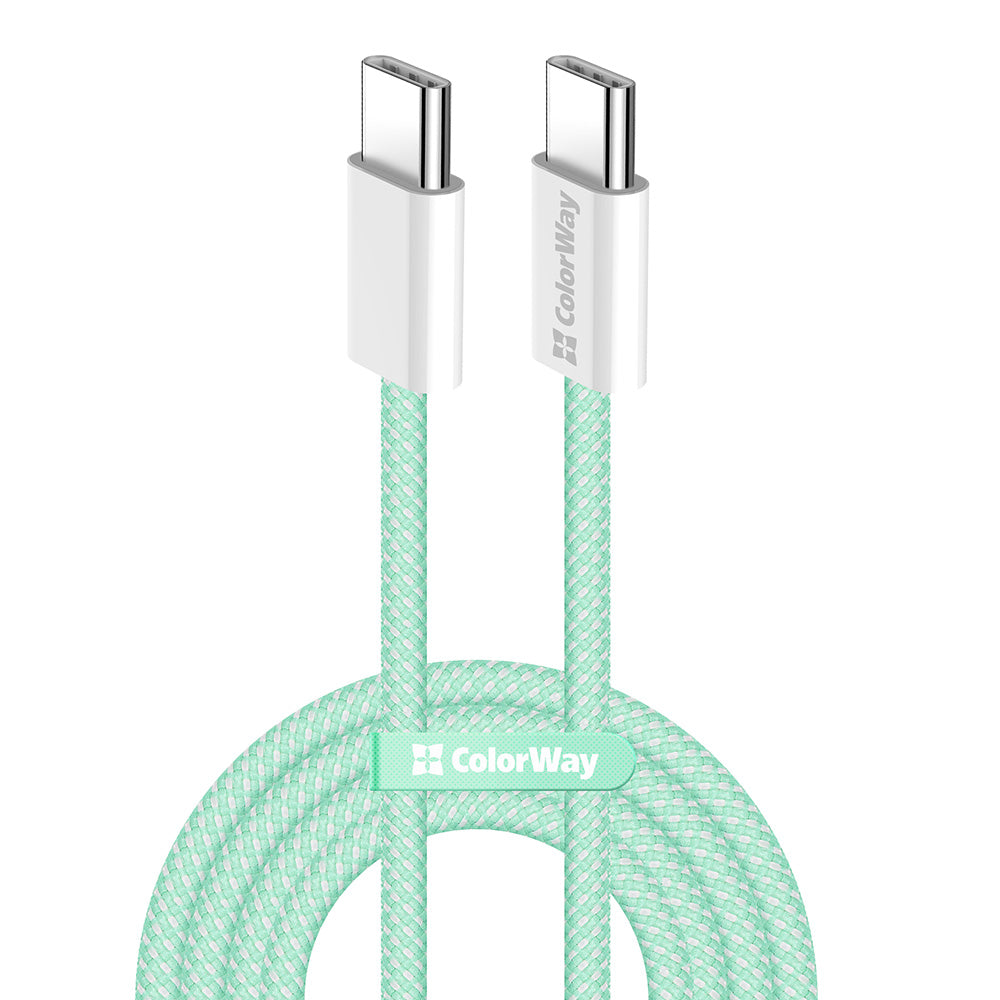 Daten- und Ladekabel USB-C - USB-C ColorWay CW-CBPDCC061, 60W, 1m, Grün