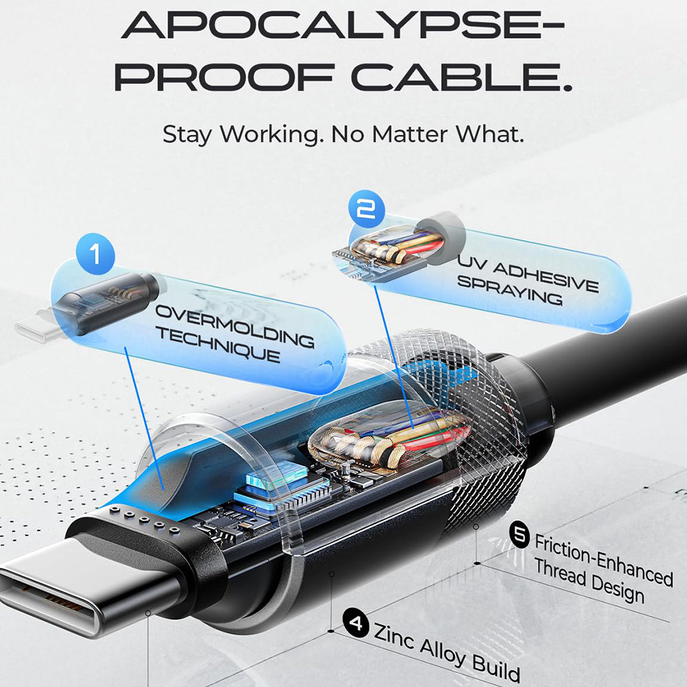 USB-C Data and Charging Cable - USB-C Lisen L115, 100W, 3m, Black YL0125040001