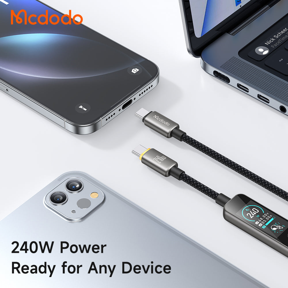 USB-C Daten- und Ladekabel - USB-C McDodo CA-8750 Display, 240W, 1,2m, Schwarz