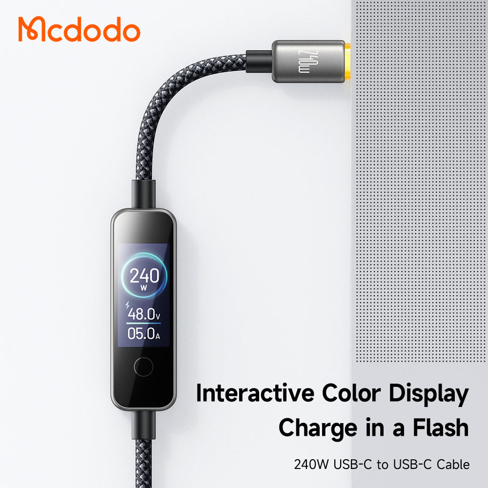 USB-C Daten- und Ladekabel - USB-C McDodo CA-8750 Display, 240W, 1,2m, Schwarz
