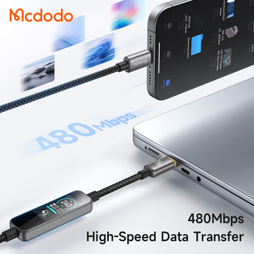 USB-C Daten- und Ladekabel - USB-C McDodo CA-8750 Display, 240W, 1,2m, Schwarz