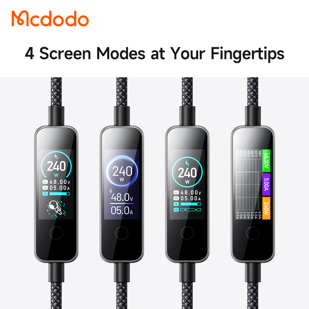 USB-C Daten- und Ladekabel - USB-C McDodo CA-8750 Display, 240W, 1,2m, Schwarz