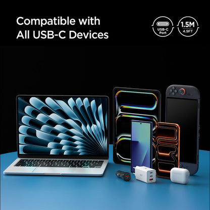 Daten- und Ladekabel USB-C - USB-C Spigen EB10015CC, 100W, 1.5m, Schwarz ACA10421