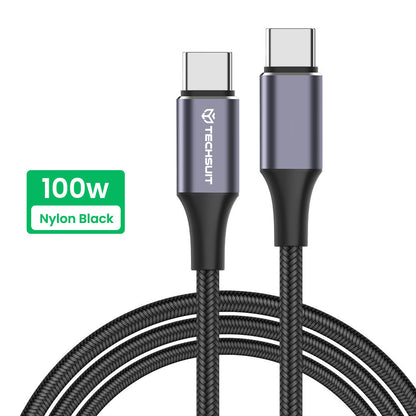Daten- und Ladekabel USB-C - USB-C Techsuit PCB018, 100W, 1m, Schwarz