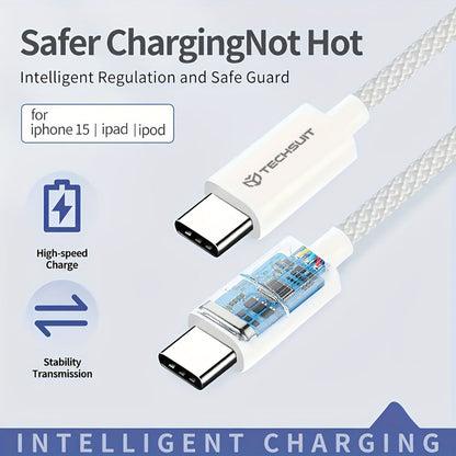 Daten- und Ladekabel USB-C - USB-C Techsuit PCB114D, 60W, 1m, Schwarz