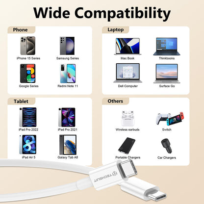 Daten- und Ladekabel USB-C - USB-C Techsuit PCB130, 60W, 1m, Weiß
