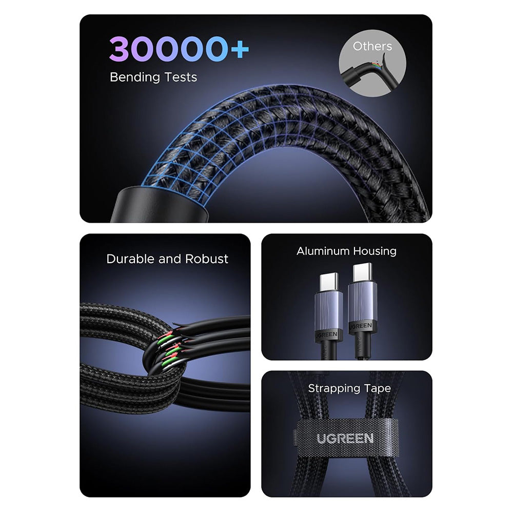 Daten- und Ladekabel USB-C - USB-C UGREEN L532, 240W, 2m, Grau