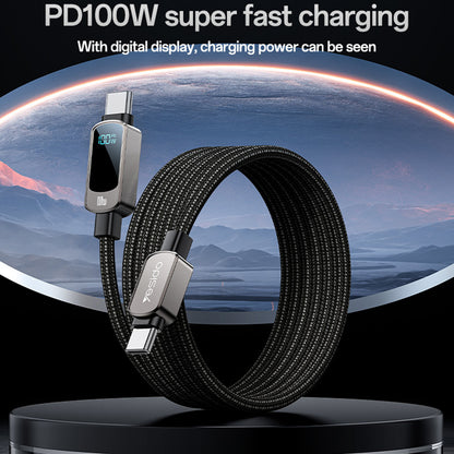 USB-C Daten- und Ladekabel - USB-C Yesido CA179 Display, 100W, 1.2m, Schwarz