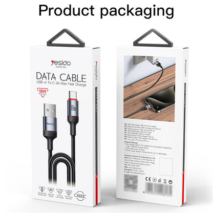 USB-C Data and Charging Cable - USB-C Yesido CA183, 60W, 2m, Black