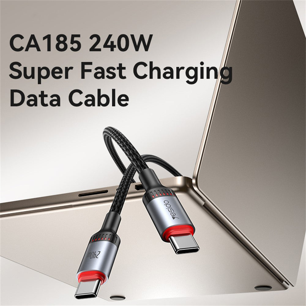 USB-C Daten- und Ladekabel - USB-C Yesido CA186, 240W, 2m, Schwarz