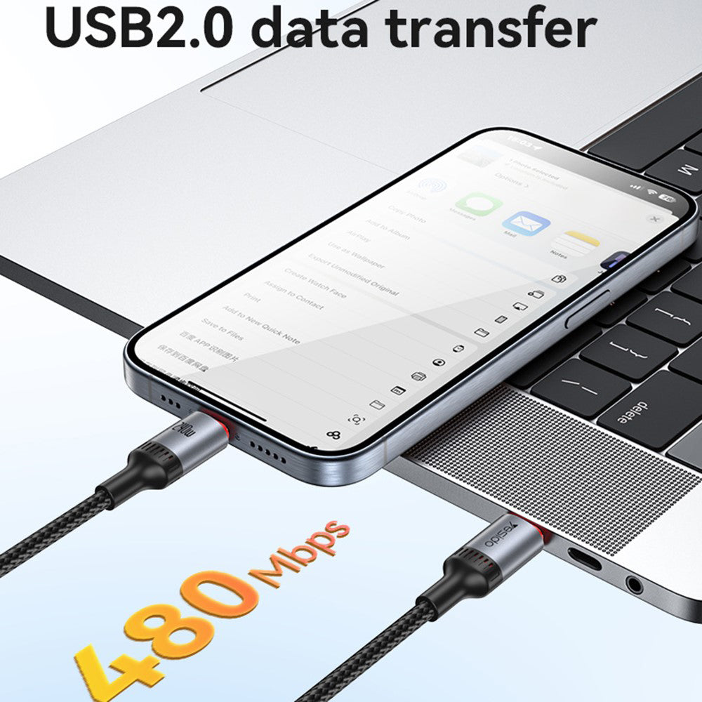 USB-C Daten- und Ladekabel - USB-C Yesido CA186, 240W, 2m, Schwarz