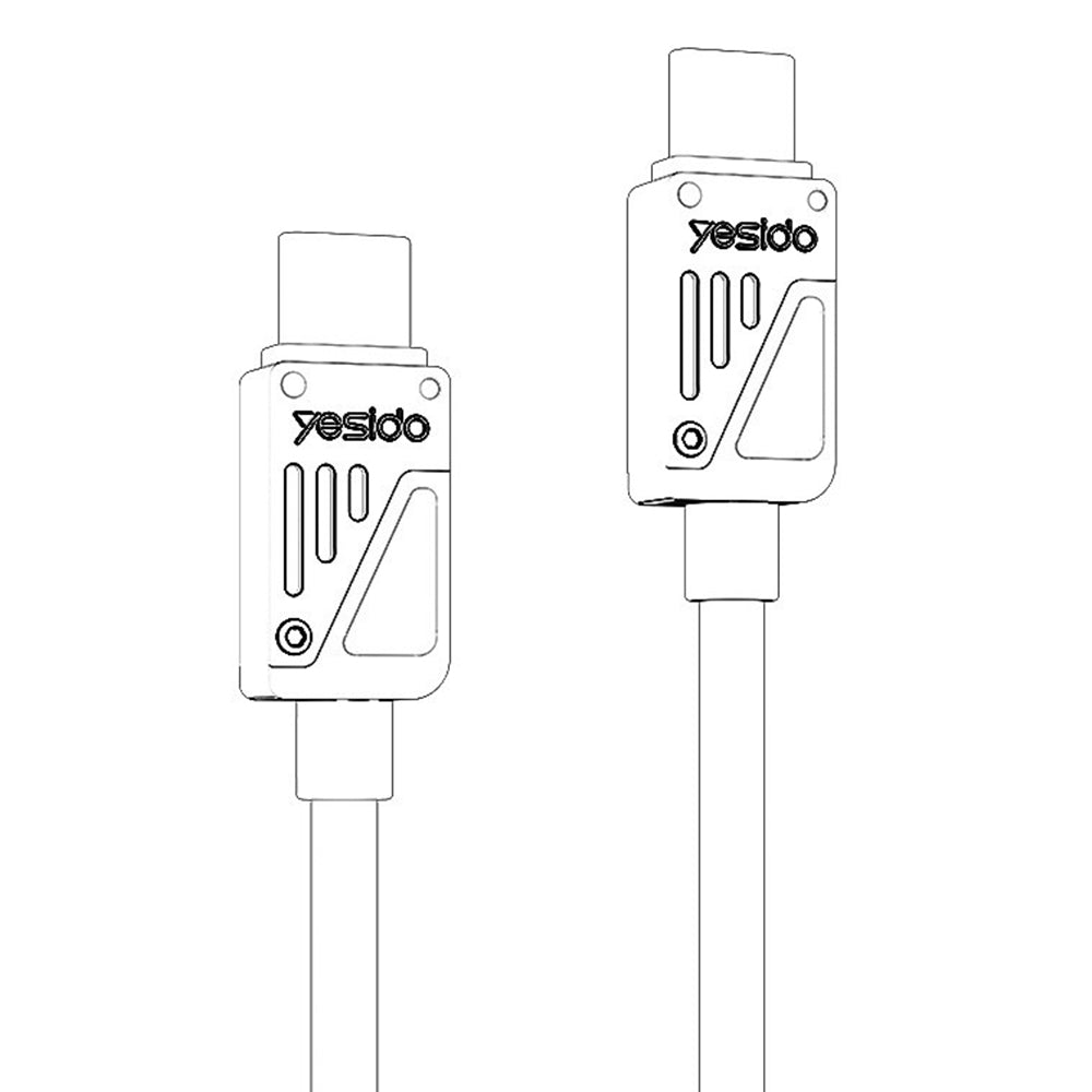 USB-C Daten- und Ladekabel - USB-C Yesido CA196, 60W, 1.2m, Schwarz
