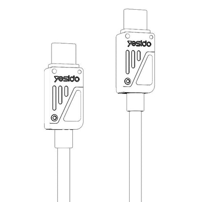 USB-C Daten- und Ladekabel - USB-C Yesido CA196, 60W, 1.2m, Schwarz