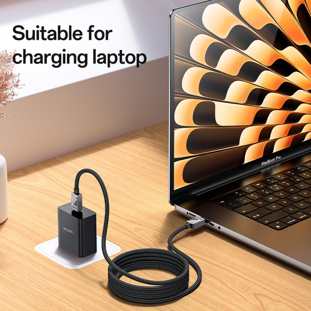 USB-C Daten- und Ladekabel - USB-C Yesido CA196, 60W, 1.2m, Schwarz